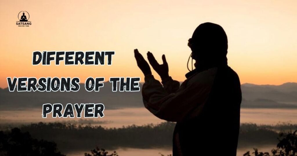 Different Versions Of The Prayer
